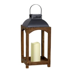 Exhart Metal/Wood Brown Solar Lantern