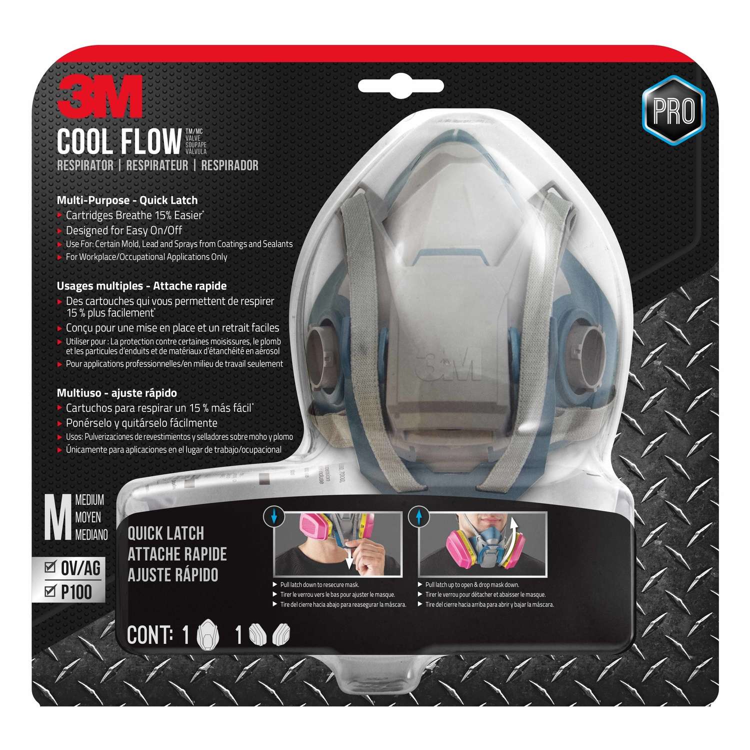 3M P100 MultiPurpose Half Face Respirator ProSeries Blue M 1 pc. Ace Hardware