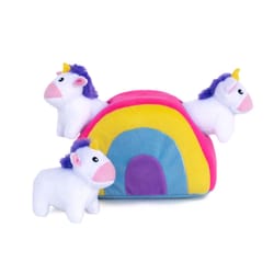 ZippyPaws Burrow Multicolored Plush Unicorns in Rainbow Dog Toy 1 pk