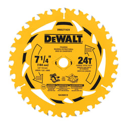 DeWalt 7-1/4 in. D X 5/8 in. Tungsten Carbide Tipped Circular Saw Blade Set 24 teeth 2 pk