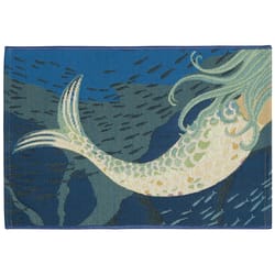 Liora Manne Esencia 1.58 ft. W X 2.42 ft. L Blue Mermaids Are Real Polypropylene/Polyester Accent Ru