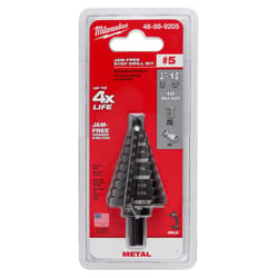 Milwaukee #5 X 5.88 in. L Black Oxide Step Drill Bit 3-Flat Shank 1 ct