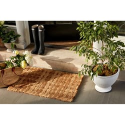 Entryways 30 in. W X 18 in. L Natural Plaid Woven Coir Door Mat