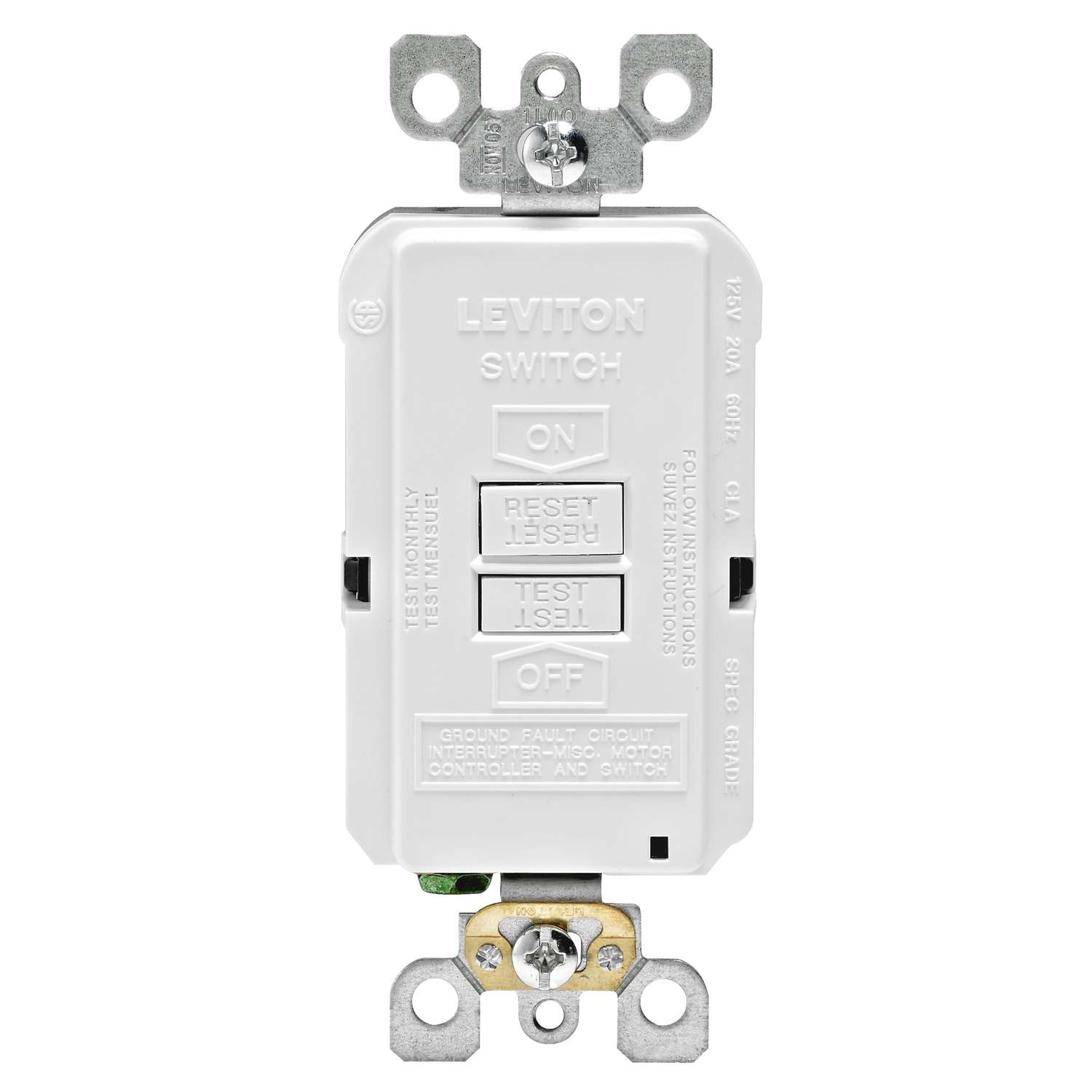 Leviton SmartlockPro 20 amps 125 V Duplex White GFCI Outlet 520R 1 pk