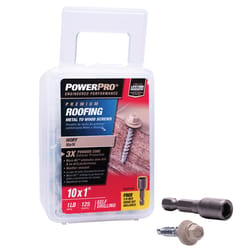 HILLMAN Power Pro No. 10 Ga. X 1 in. L Hex Drive Washer Head Coarse Roofing Screws