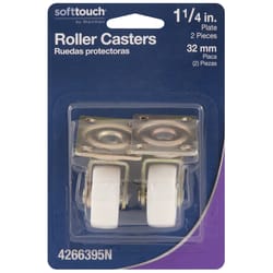 Softtouch 1.25 in. D Swivel Plastic Caster 40 lb 2 pk