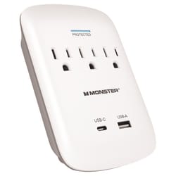 Monster Just Power It Up 0 ft. L 3 outlets Wall Tap Surge Protector White 1200 J