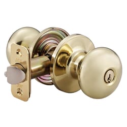 Ace Colonial Knob Polished Brass Entry Door Knob KW1 1-3/4 in.