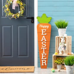 Glitzhome Carrot Happy Easter Porch Decor MDF/Iron 1 pc