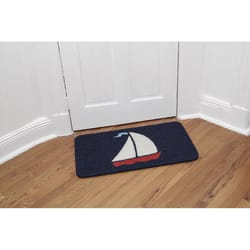 Kikkerland 18 in. W X 30 in. L Blue/White Sail Boat Vinyl Door Mat