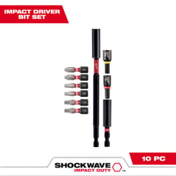 Milwaukee Shockwave Phillips/Square Recess/Torx Impact Insert Bit and Bit Holder Set Steel 10 pc