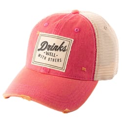 Karma Drinks Well with Others Trucker Hat Beige/Pink One Size Fits Most