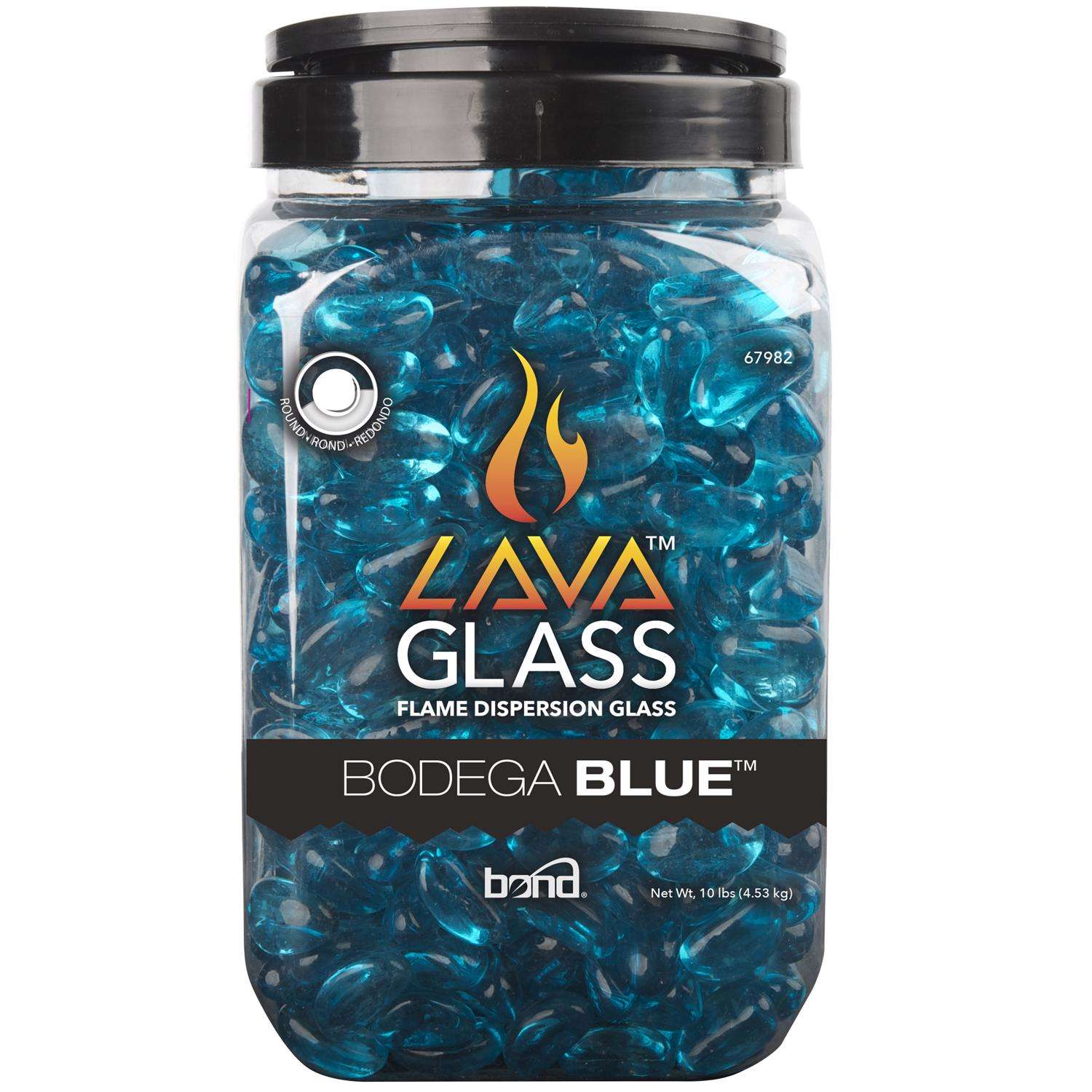 Bond Manufacturing Bodega Blue Gloss Glass Fire Pit Lava Glass Ace