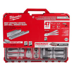 Milwaukee Packout 1/2 in. drive Metric/SAE 6 and 12 Point Standard Socket and Ratchet Set 47 pc