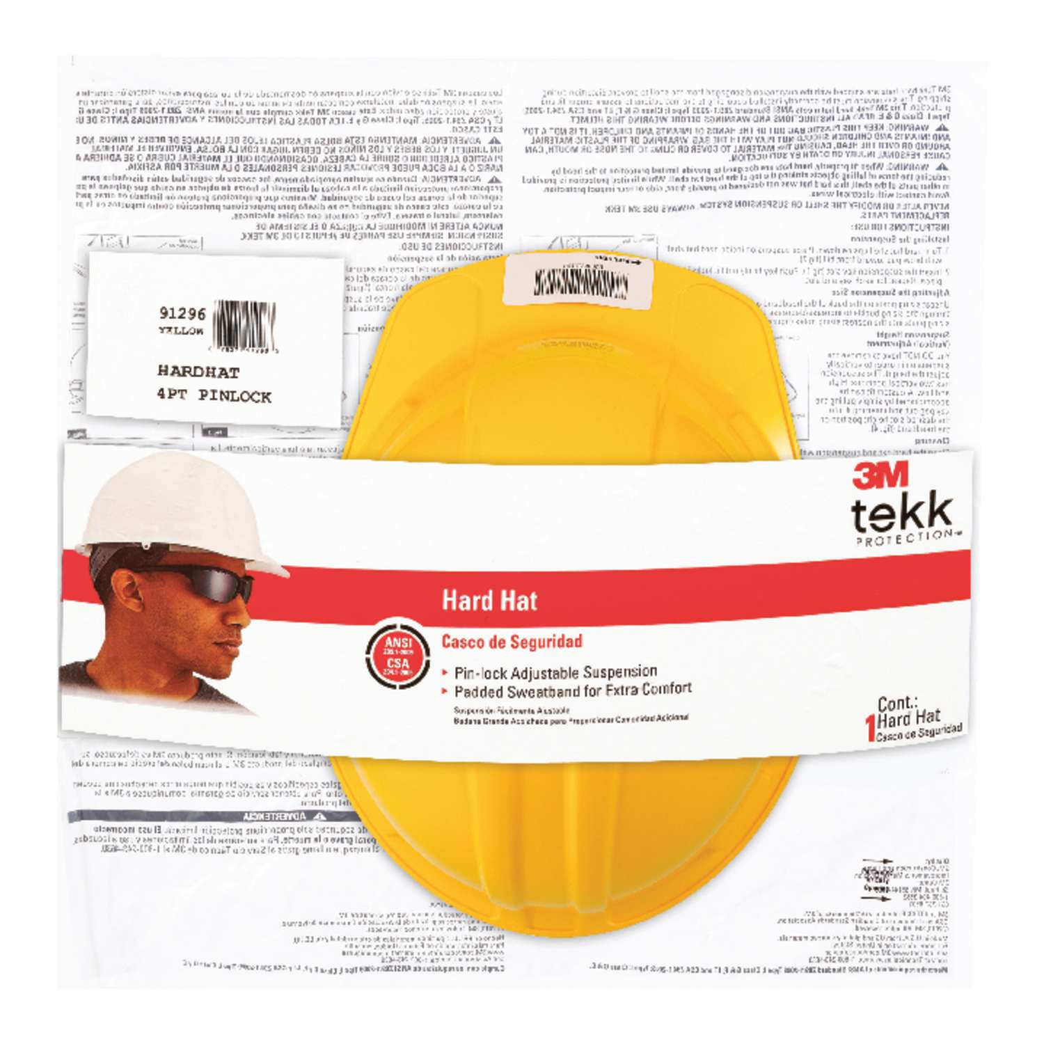 3M 4-Point Ratchet Safety Hard Hat Yellow