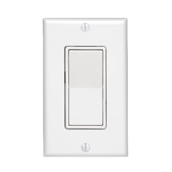 Leviton Decora 15 amps Single Pole Rocker AC Quiet Switch White 1 pk