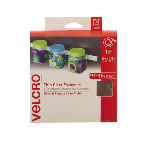 VELCRO Brand Thin Clear Medium Nylon Hook and Loop Fastener 180 in. L 1 pk  - Ace Hardware