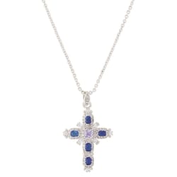 Montana Silversmiths Women's River of Lights Cross Blue/Silver Necklace Water Resistant