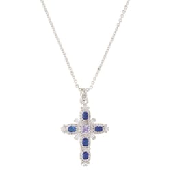 Montana Silversmiths Women's River of Lights Cross Blue/Silver Necklace Water Resistant