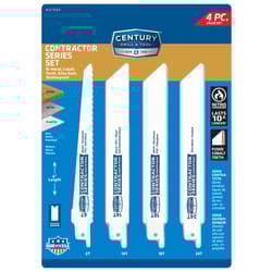 Century Drill & Tool 6 in. Bi-Metal Contractor Series Reciprocating Saw Blade Set Multi TPI 4 pk