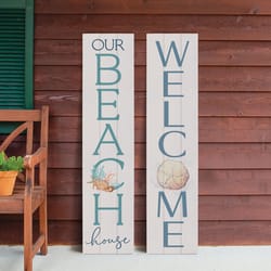 P Graham Dunn Multicolored Wood 47 in. H X 10.5 in. L X 0.75 in. W Our Beach House Porch Sign