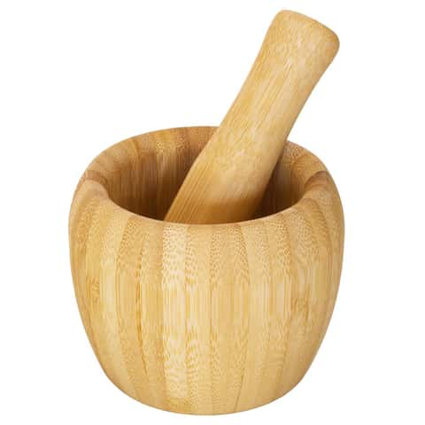 Bamboo Mortar & Pestle with Lid