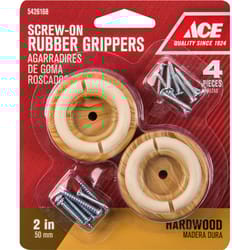 Ace Rubber Non-Slip Cup for Hardwood Floors Brown Round 2 in. W 4 pk