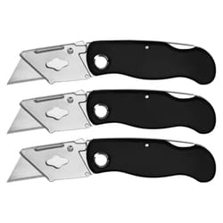 Performance Tool Project Pro 4 in. Folding Utility Knife Black/Silver 3 pc