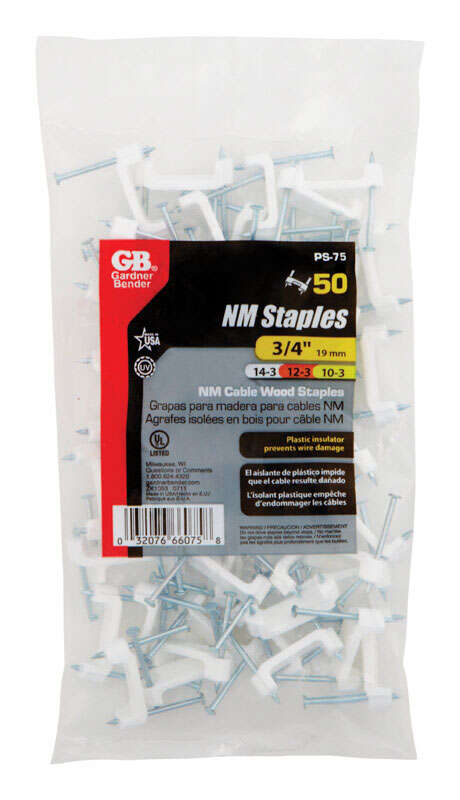 W Plastic  Insulated Cable Staple  15 pk Gardner Bender  3/4 in 