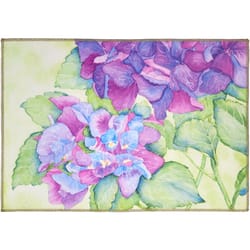 Olivia's Home 22 in. W X 32 in. L Multi-Color Blue Hydrangea Bush Polyester Accent Rug