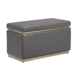 Linon Home Decor Stella Grey Faux Leather Modern Ottoman 1 pk