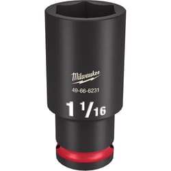 Milwaukee SHOCKWAVE 1-1/16 in. X 1/2 in. drive SAE 6 Point Deep Impact Socket 1 pc