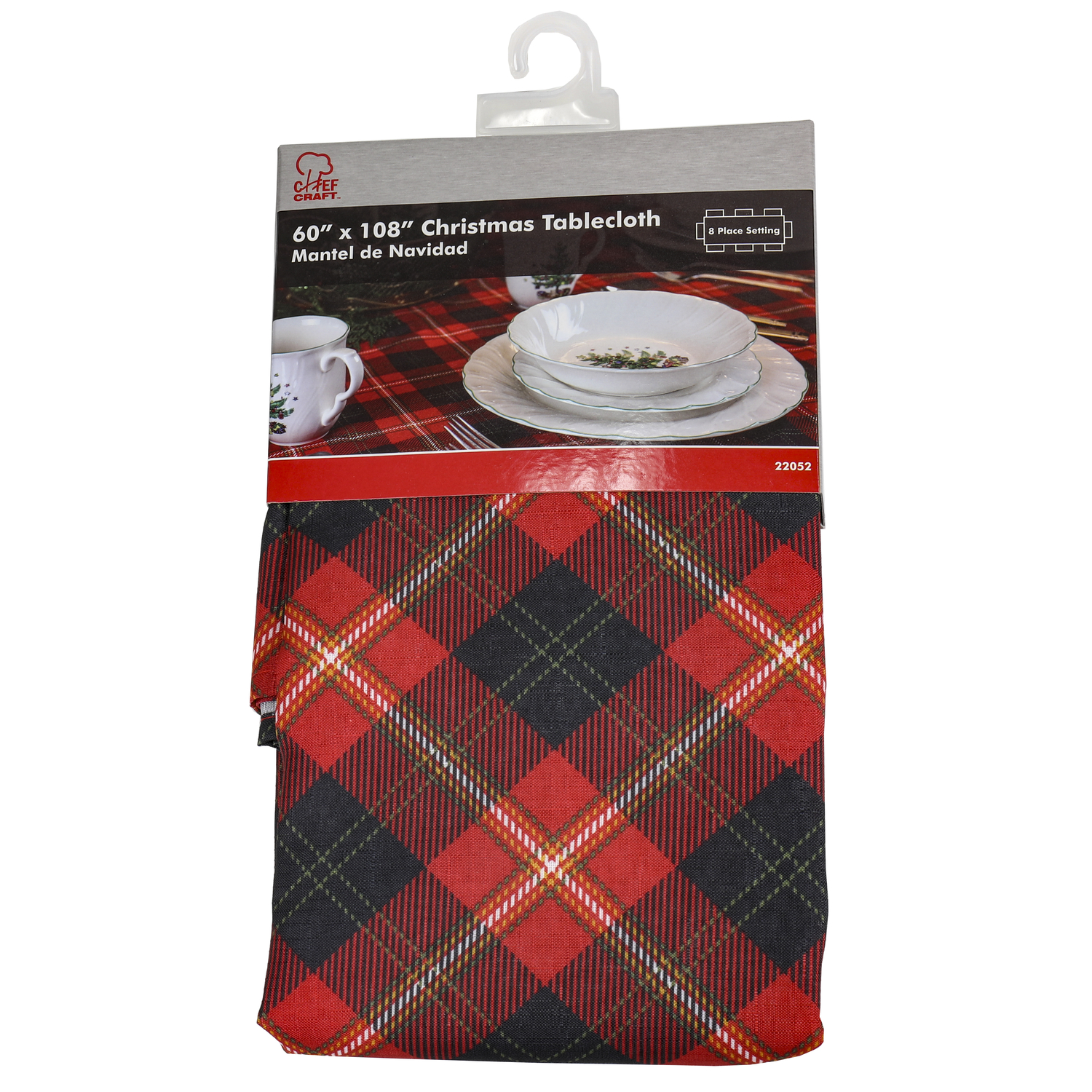Chef Craft Green/Red Plaid Polyester Tablecloth 108 in. L X 60 in. W ...
