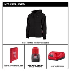 Milwaukee M12 S Long Sleeve Women's Heated Hoodie Kit Black