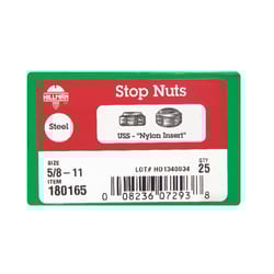 Hillman 5/8 in. Zinc-Plated Steel USS Nylon Lock Nut 25 pk