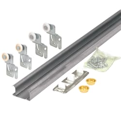 Prime-Line 7/8 in. D X 48 in. L Galvanized Silver Steel By-Pass Door Hardware Set 1 pk