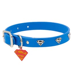 Buckle-Down DC Comics Blue Superman Leather Dog Collar Medium