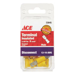 Ace 12-10 AWG AWG Insulated Wire Male Disconnect Yellow 8 pk