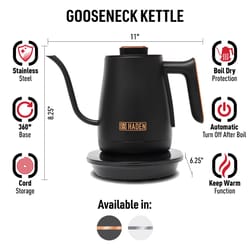 Haden Gooseneck Black Mid Century Modern Stainless Steel 0.6 L Electric Tea Kettle