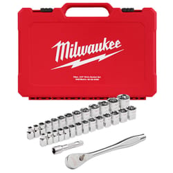 Milwaukee 3/8 in. drive Metric and SAE 29 Piece Mechanics Ratchet and Socket Set 90 teeth