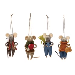 Creative Co-Op Multicolored Gardening Mice Ornament 5 in.