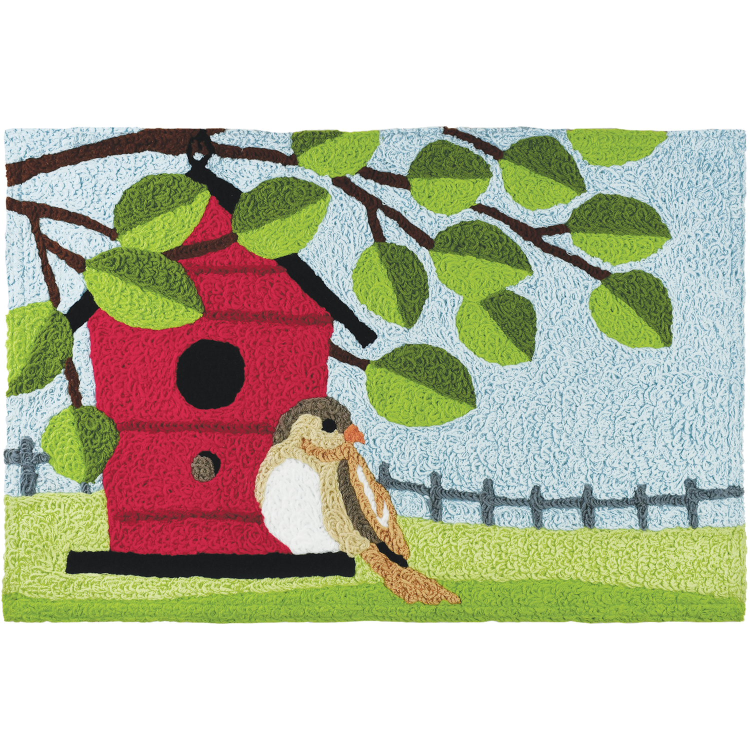 Jellybean 30 in. L X 20 in. W Multi-colored Birdhouse Perch Accent Rug ...