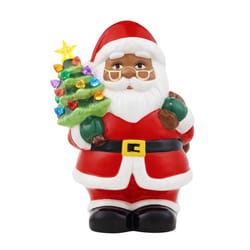 Mr. Christmas LED Ceramic African American Santa Claus with Tree Table Decor 9.25 in.