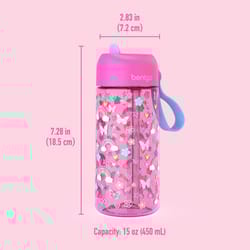 Bentgo 15 oz Butterflies and Rainbows Multicolored BPA Free Bottle with Straw Cap