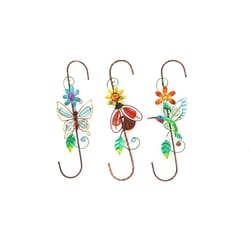 Meadow Creek Assorted Glass/Iron 15.35 in. H Decorative Garden Hooks Outdoor Decoration