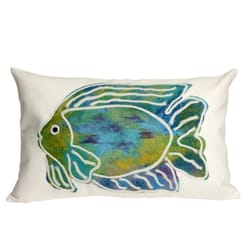 Liora Manne Visions II Aqua Batik Fish Polyester Throw Pillow 12 in. H X 2 in. W X 20 in. L