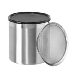 OGGI Silver Stainless Steel Grease Can with Strainer 4 qt