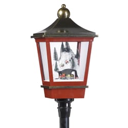 Roman LED Black/Red Mountainlamp Post with Train Lantern 75 in.