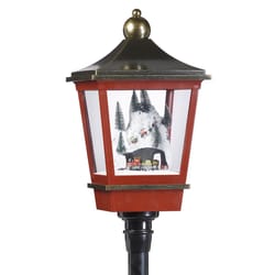 Roman LED Black/Red Mountainlamp Post with Train Lantern 75 in.