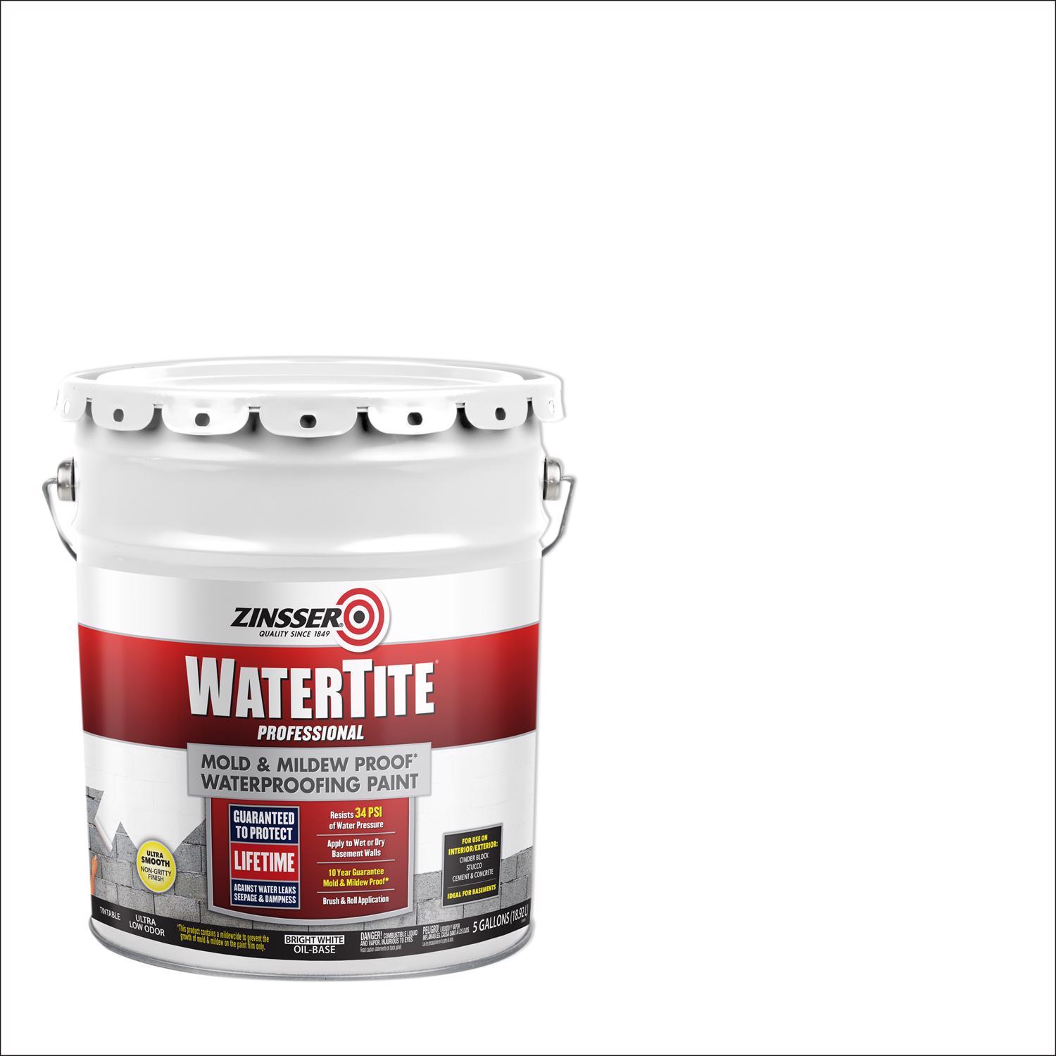 Zinsser WaterTite Solid Bright White Oil-Based Acrylic Waterproofing Paint 5 gal -  5000
